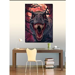 Kanvas Tablo Kırmızı Ay Ve Trex 70x100 cm