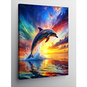 Kanvas Tablo Renkli Gökyüzü Ve Yunus 50x70 cm
