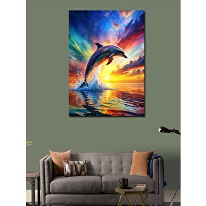 Kanvas Tablo Renkli Gökyüzü Ve Yunus 50x70 cm