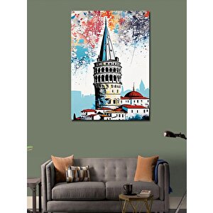 Kanvas Tablo Renkli Fon Galata Kulesi 100x140 cm