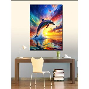 Kanvas Tablo Renkli Gökyüzü Ve Yunus 100x140 cm