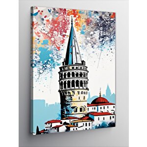 Kanvas Tablo Renkli Fon Galata Kulesi 50x70 cm