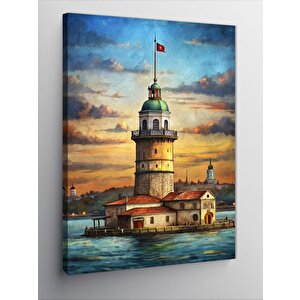 Kanvas Tablo Gün Batımında Kız Kulesi 100x140 cm