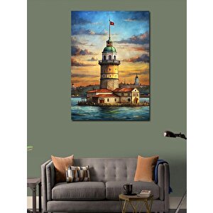 Kanvas Tablo Gün Batımında Kız Kulesi 100x140 cm