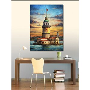 Kanvas Tablo Gün Batımında Kız Kulesi 100x140 cm