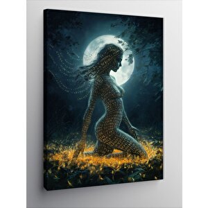 Kanvas Tablo Ay Işığında Kadın Ve Düşünceleri 100x140 cm