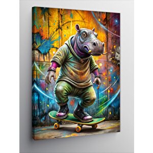 Kanvas Tablo Kaykay Yapan Su Aygırı 70x100 cm