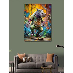 Kanvas Tablo Kaykay Yapan Su Aygırı 70x100 cm