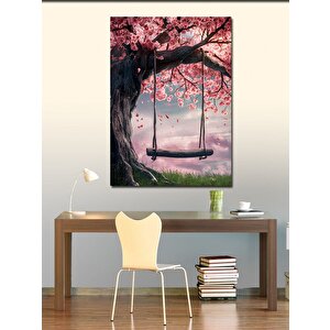 Kanvas Tablo Kiraz Ağacındaki Salıncak 50x70 cm