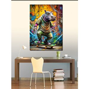 Kanvas Tablo Kaykay Yapan Su Aygırı 100x140 cm