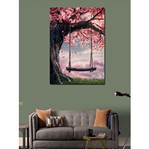 Kanvas Tablo Kiraz Ağacındaki Salıncak 100x140 cm