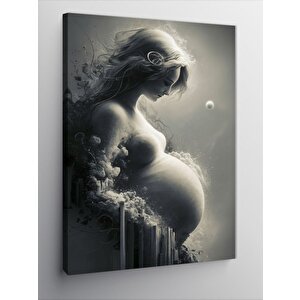 Kanvas Tablo Beyaz Güller Içinde Hamile Kadın 70x100 cm