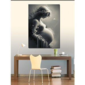 Kanvas Tablo Beyaz Güller Içinde Hamile Kadın 70x100 cm