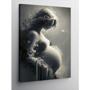 Kanvas Tablo Beyaz Güller Içinde Hamile Kadın 50x70 cm
