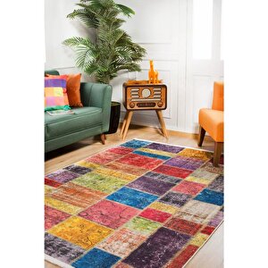 Klasik Renkli Salon&yolluk Dijital Baskılı Makinede Yıkanabilir Kaymaz Taban Saçaklı Halı Hk102 100x150 cm