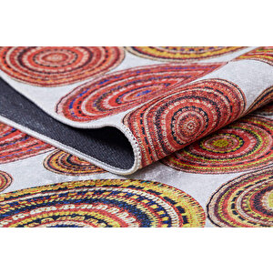 Modern Sarı Kırmızı Salon&yolluk Dijital Baskılı Makinede Yıkanabilir Kaymaz Taban Saçaklı Halı Ha266 80x400 cm