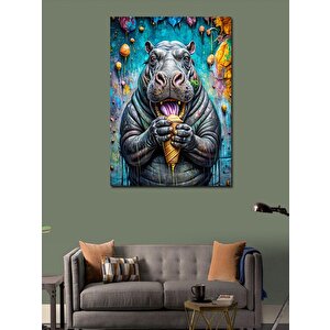 Kanvas Tablo Dondurma Yiyen Su Aygırı 50x70 cm