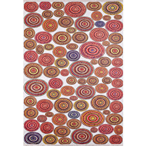 Modern Sarı Kırmızı Salon&yolluk Dijital Baskılı Makinede Yıkanabilir Kaymaz Taban Saçaklı Halı Ha266 120x180 cm