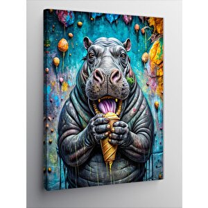 Kanvas Tablo Dondurma Yiyen Su Aygırı 70x100 cm
