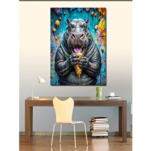 Kanvas Tablo Dondurma Yiyen Su Aygırı 70x100 cm