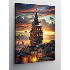 Kanvas Tablo Gün Batımı Galata Kulesi 50x70 cm