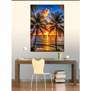 Kanvas Tablo Palmiye Ağaçları Ve Deniz 70x100 cm
