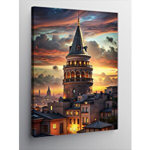 Kanvas Tablo Gün Batımı Galata Kulesi 100x140 cm