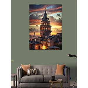 Kanvas Tablo Gün Batımı Galata Kulesi 100x140 cm