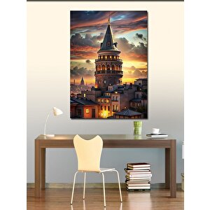 Kanvas Tablo Gün Batımı Galata Kulesi 100x140 cm