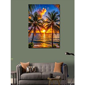 Kanvas Tablo Palmiye Ağaçları Ve Deniz 100x140 cm
