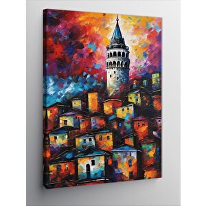 Kanvas Tablo Pastel Tonlarda Galata Kulesi 100x140 cm