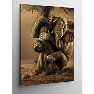 Kanvas Tablo Fareden Korkan Fil 50x70 cm