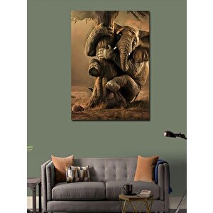Kanvas Tablo Fareden Korkan Fil 50x70 cm