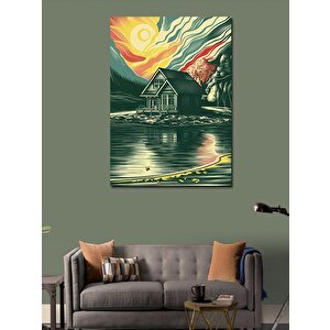 Kanvas Tablo Göl Evi 100x140 cm