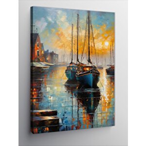 Kanvas Tablo Gün Batımı Ve Yelkenli Tekneler 50x70 cm