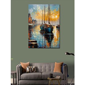 Kanvas Tablo Gün Batımı Ve Yelkenli Tekneler 50x70 cm