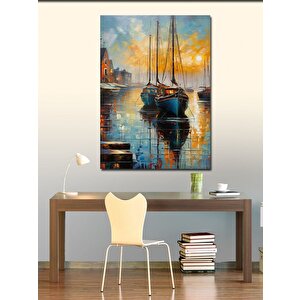 Kanvas Tablo Gün Batımı Ve Yelkenli Tekneler 50x70 cm