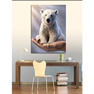 Kanvas Tablo Avuç İçinde Kutup Ayısı 70x100 cm