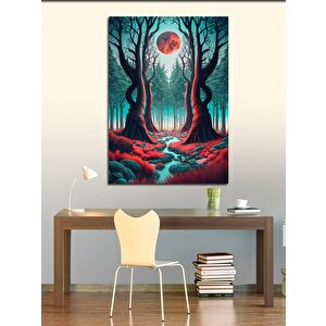 Kanvas Tablo Dolunay Ve Ağaçlar 100x140 cm