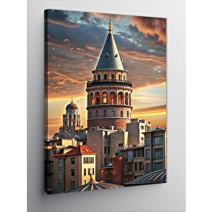 Kanvas Tablo Gün Batımında Galata Kulesi 70x100 cm