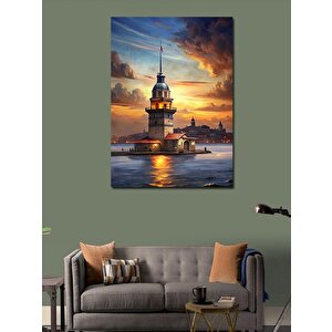 Kanvas Tablo Gün Batımı Ve Kız Kulesi 100x140 cm