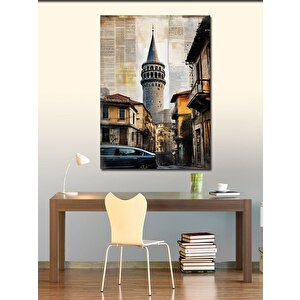 Kanvas Tablo Galata Kulesi Gazete Fon 70x100 cm