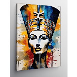 Kanvas Tablo Renkli Fon Nefertiti Eski Mısır 70x100 cm