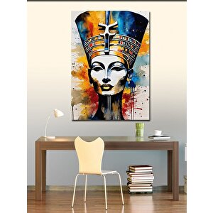 Kanvas Tablo Renkli Fon Nefertiti Eski Mısır 100x140 cm