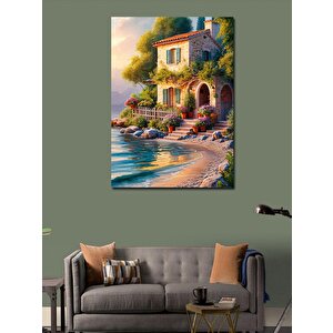 Kanvas Tablo Deniz Kenarındaki Taş Ev 50x70 cm