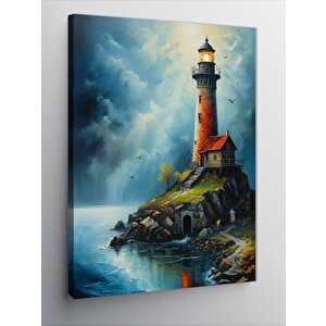Kanvas Tablo Deniz Feneri Ve Ev 100x140 cm