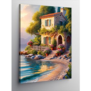 Kanvas Tablo Deniz Kenarındaki Taş Ev 70x100 cm