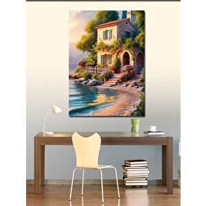 Kanvas Tablo Deniz Kenarındaki Taş Ev 70x100 cm