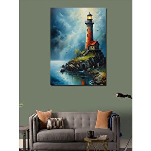 Kanvas Tablo Deniz Feneri Ve Ev 50x70 cm