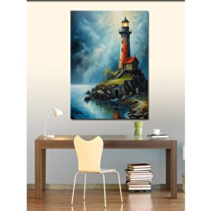 Kanvas Tablo Deniz Feneri Ve Ev 50x70 cm
